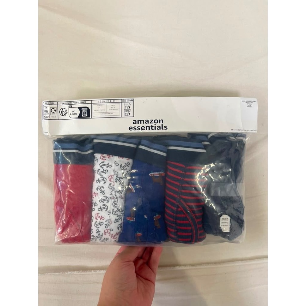 Amazon Essentials Mens Knit Boxer Briefs 5-Pack Nautical Anchor Stripe